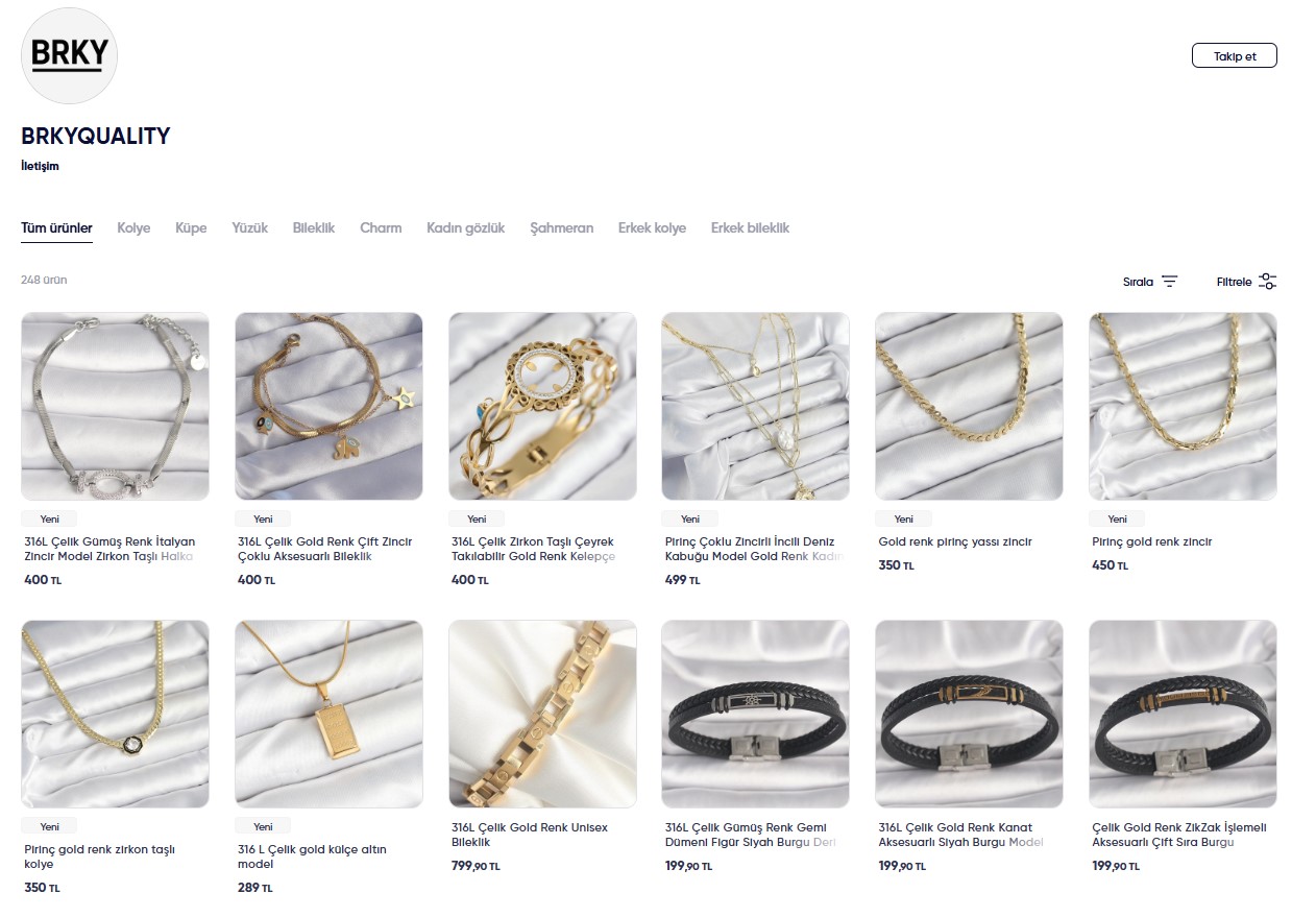BRKY Bijuteri , Kaliteti ve Şık Ürünler